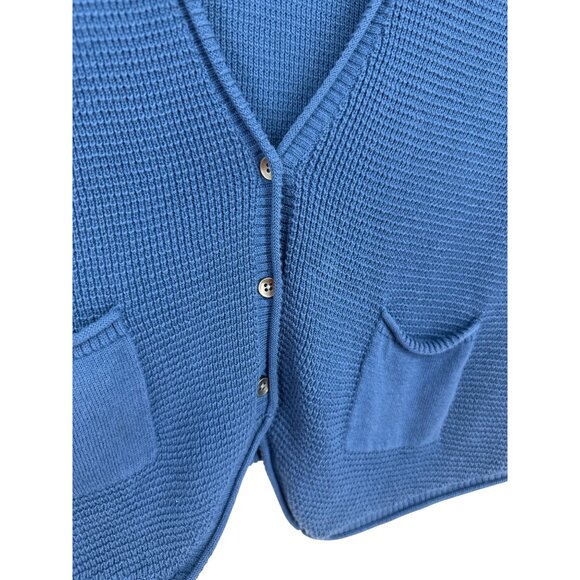 J. Jill Womens Blue Sleeveless Knit Cardigan Vest With Pockets Size L - Picture 3 of 8
